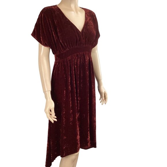 Cabi Size XS Red Velvet Dress V-Neck Short Sleeve Cocktail Party Xsmall‎ Stretch - Picture 5 of 8